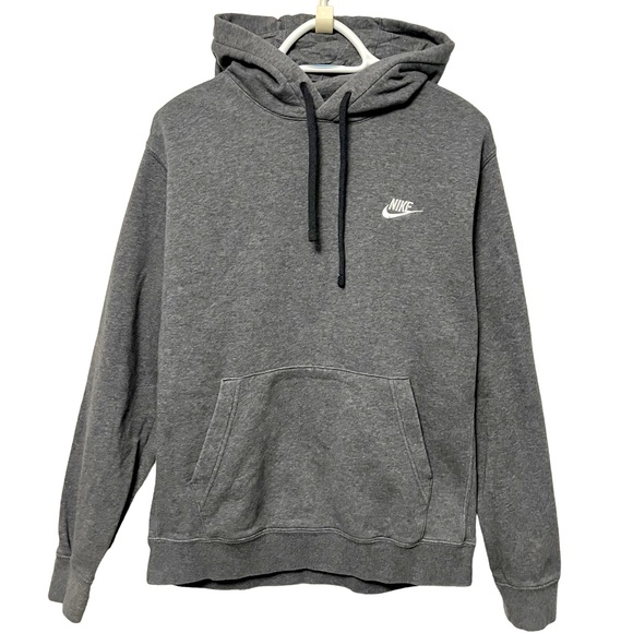 Nike Other - NIKE CLASSIC HOODIE SWOOSH LOGO GREY SWEATSHIRT HOODED SWEATER DARK GRAY WHITE